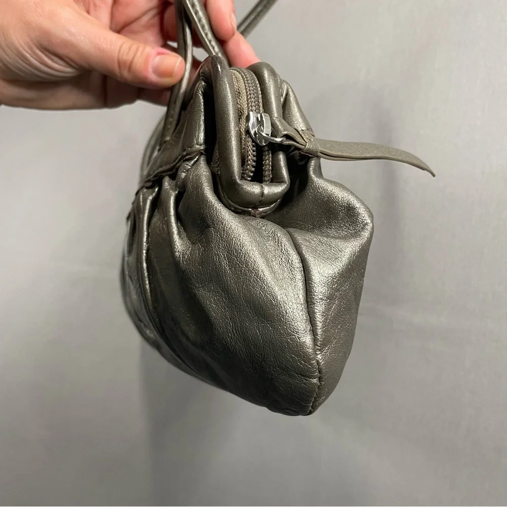 Marks & Spencer Limited Collection 100% Leather Y2K Style Bronze Metallic Bag